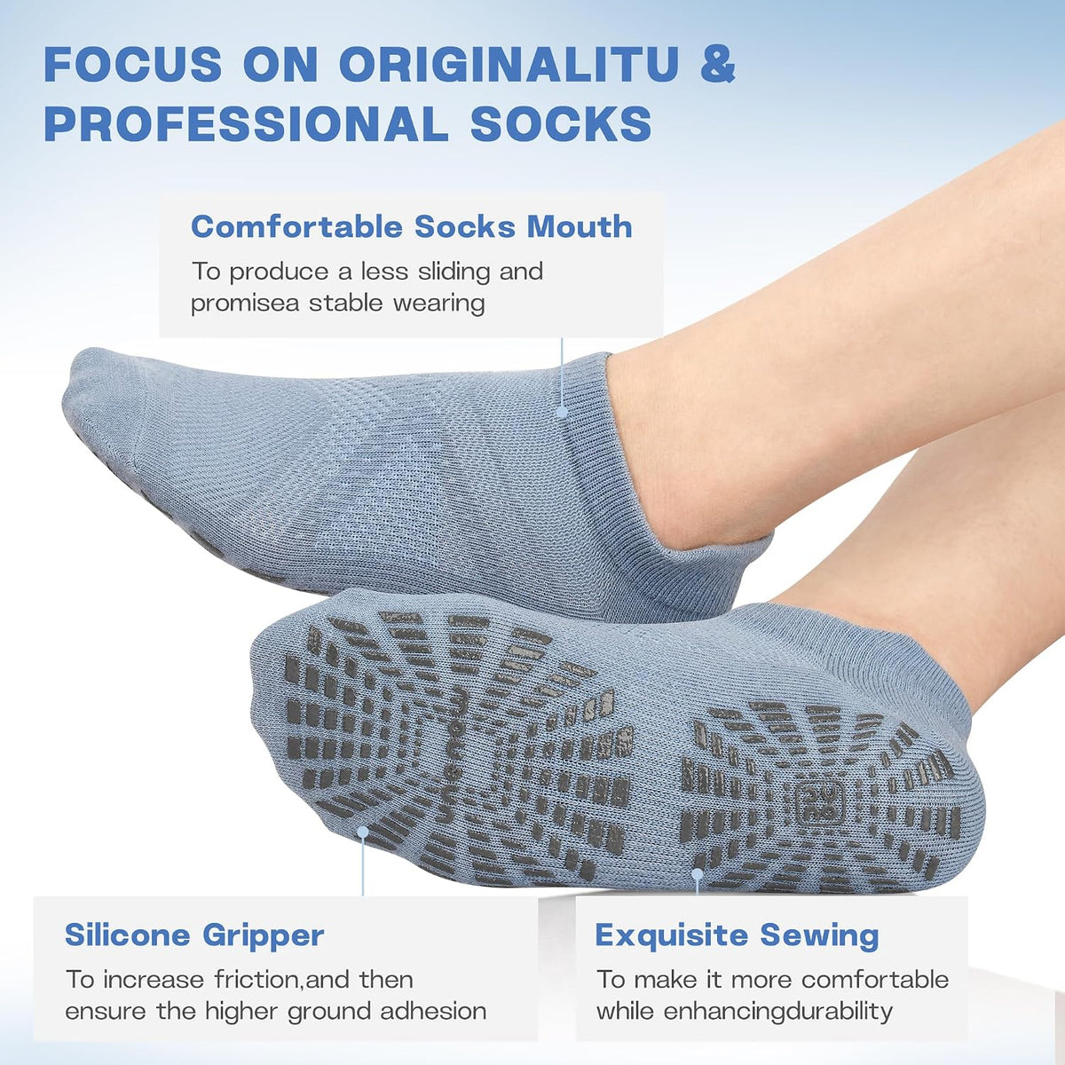 Women Non Slip Pilates Socks with Grips for Yoga Barre Barefoot