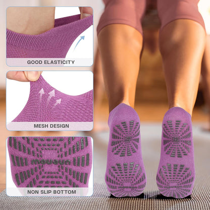 Women Non Slip Pilates Socks with Grips for Yoga Barre Barefoot