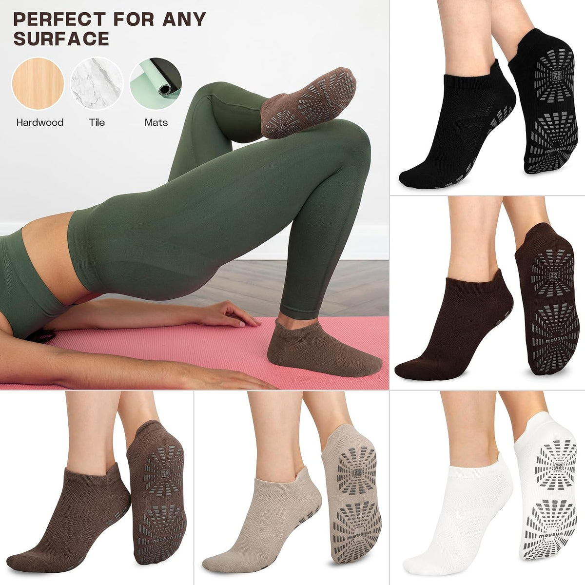 Women Non Slip Pilates Socks with Grips for Yoga Barre Barefoot