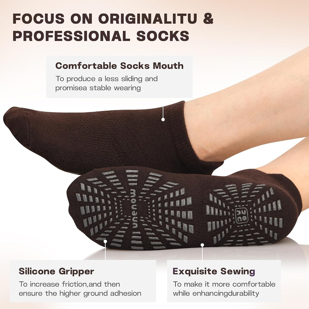 Women Non Slip Pilates Socks with Grips for Yoga Barre Barefoot