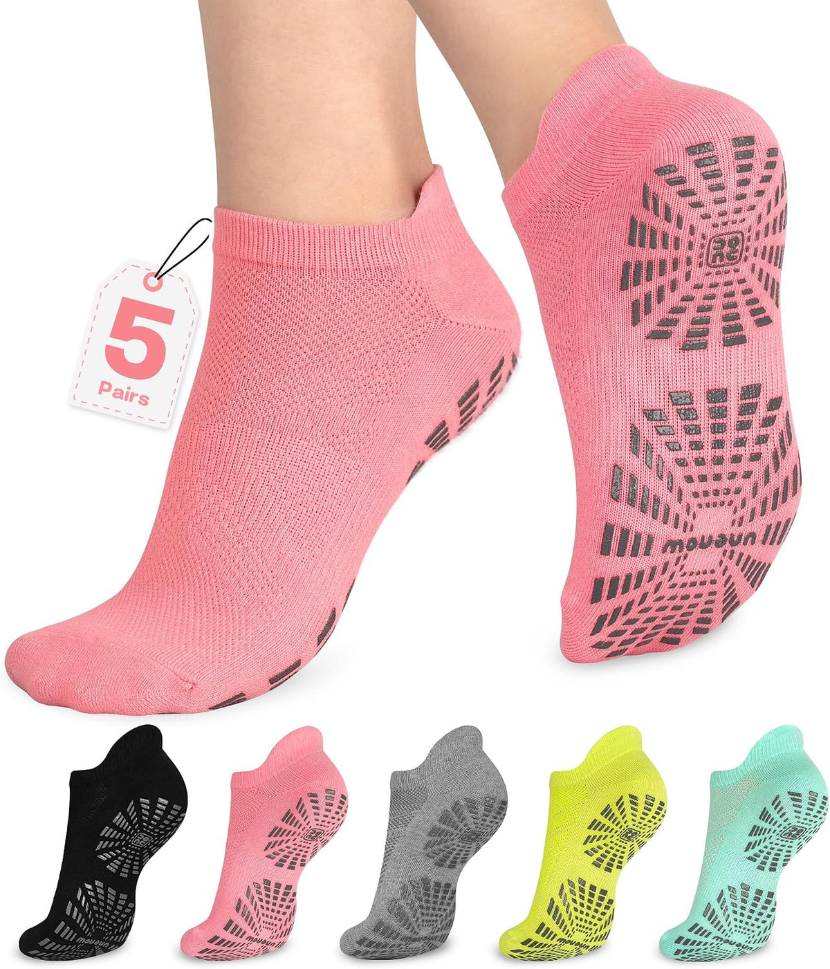 Women Non Slip Pilates Socks with Grips for Yoga Barre Barefoot