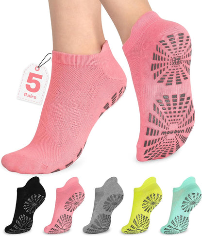 Women Non Slip Pilates Socks with Grips for Yoga Barre Barefoot