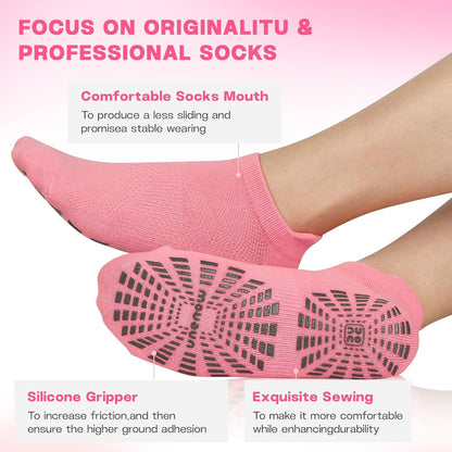 Women Non Slip Pilates Socks with Grips for Yoga Barre Barefoot