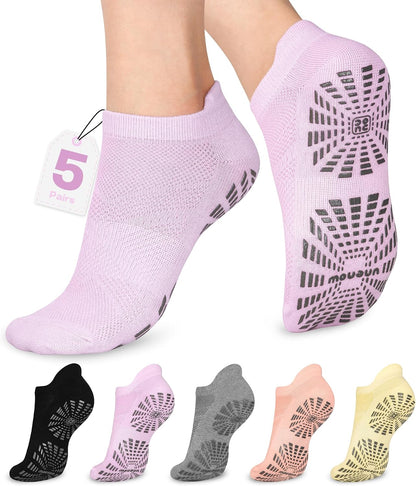 Women Non Slip Pilates Socks with Grips for Yoga Barre Barefoot