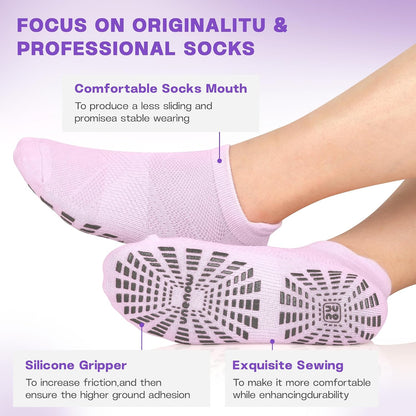 Women Non Slip Pilates Socks with Grips for Yoga Barre Barefoot