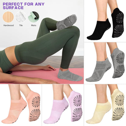 Women Non Slip Pilates Socks with Grips for Yoga Barre Barefoot