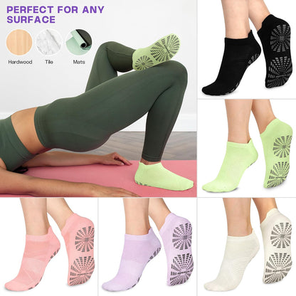 Women Non Slip Pilates Socks with Grips for Yoga Barre Barefoot