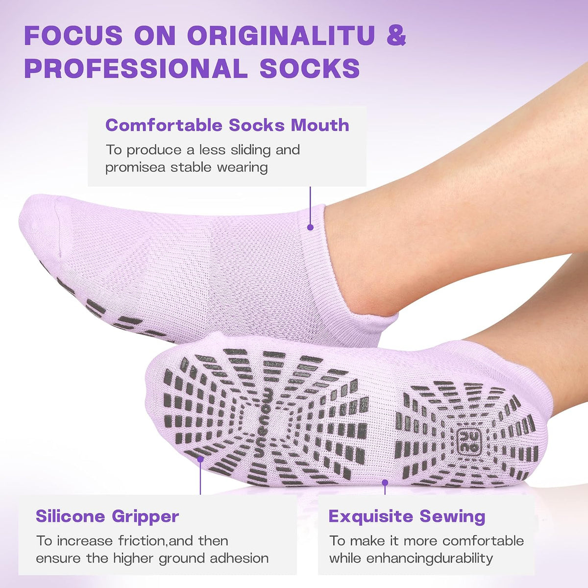Women Non Slip Pilates Socks with Grips for Yoga Barre Barefoot