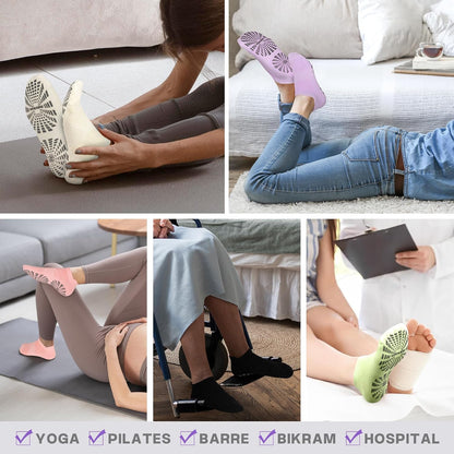Women Non Slip Pilates Socks with Grips for Yoga Barre Barefoot