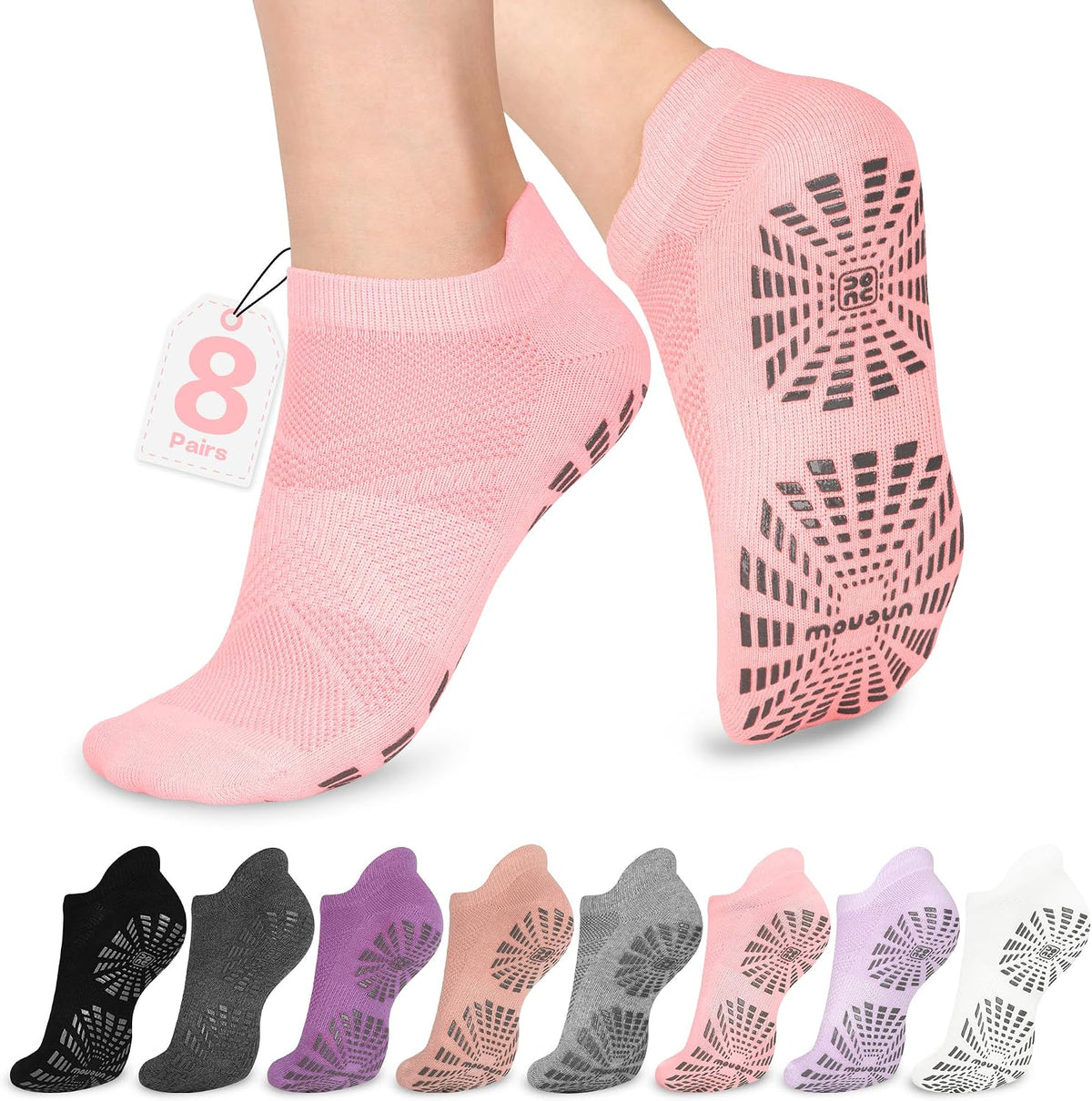 Women Non Slip Pilates Socks with Grips for Yoga Barre Barefoot