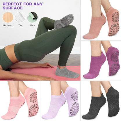 Women Non Slip Pilates Socks with Grips for Yoga Barre Barefoot