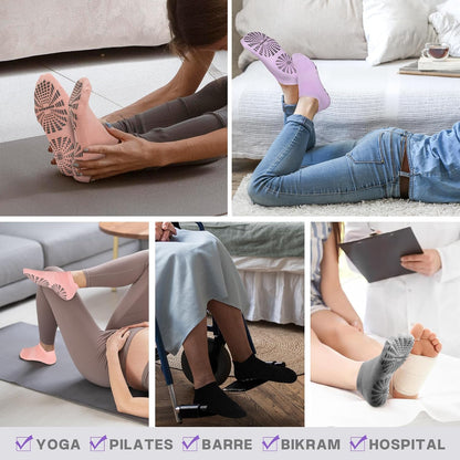 Women Non Slip Pilates Socks with Grips for Yoga Barre Barefoot