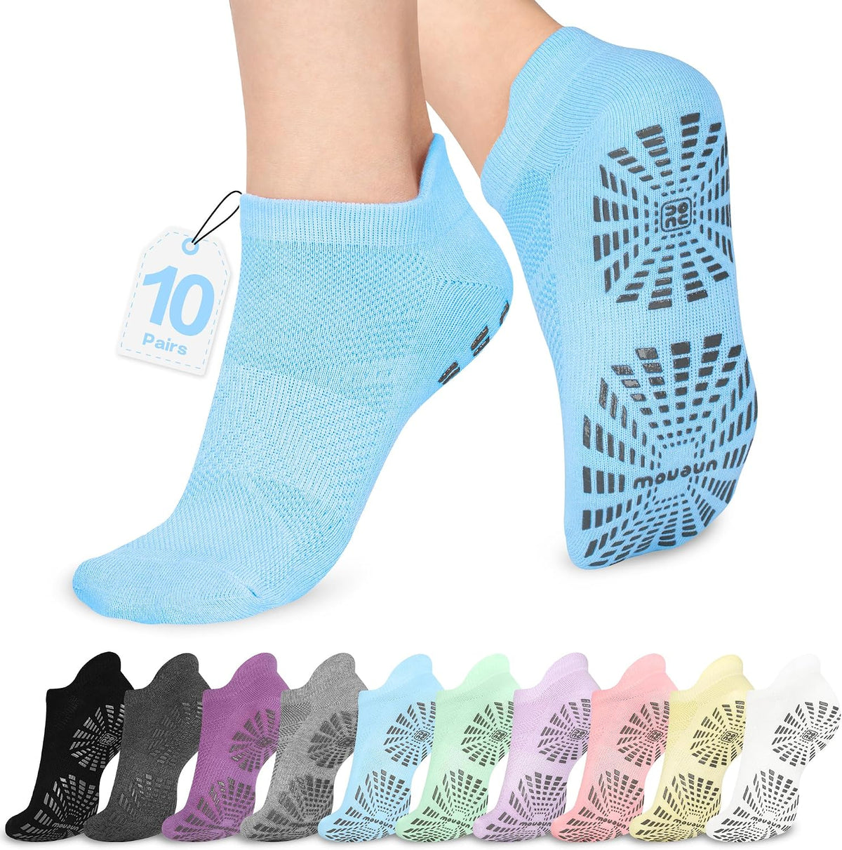 Women Non Slip Pilates Socks with Grips for Yoga Barre Barefoot