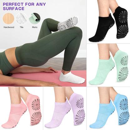 Women Non Slip Pilates Socks with Grips for Yoga Barre Barefoot