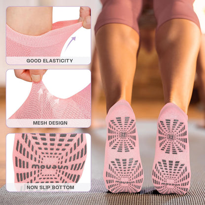 Women Non Slip Pilates Socks with Grips for Yoga Barre Barefoot