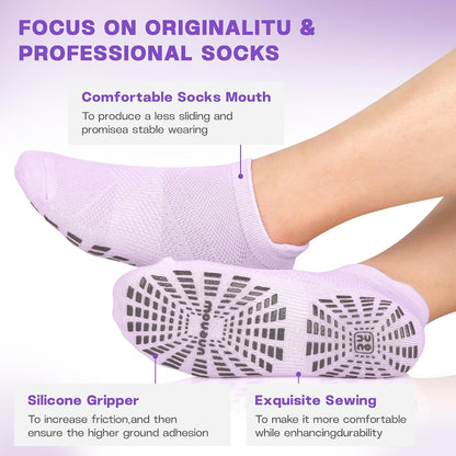 Women Non Slip Pilates Socks with Grips for Yoga Barre Barefoot