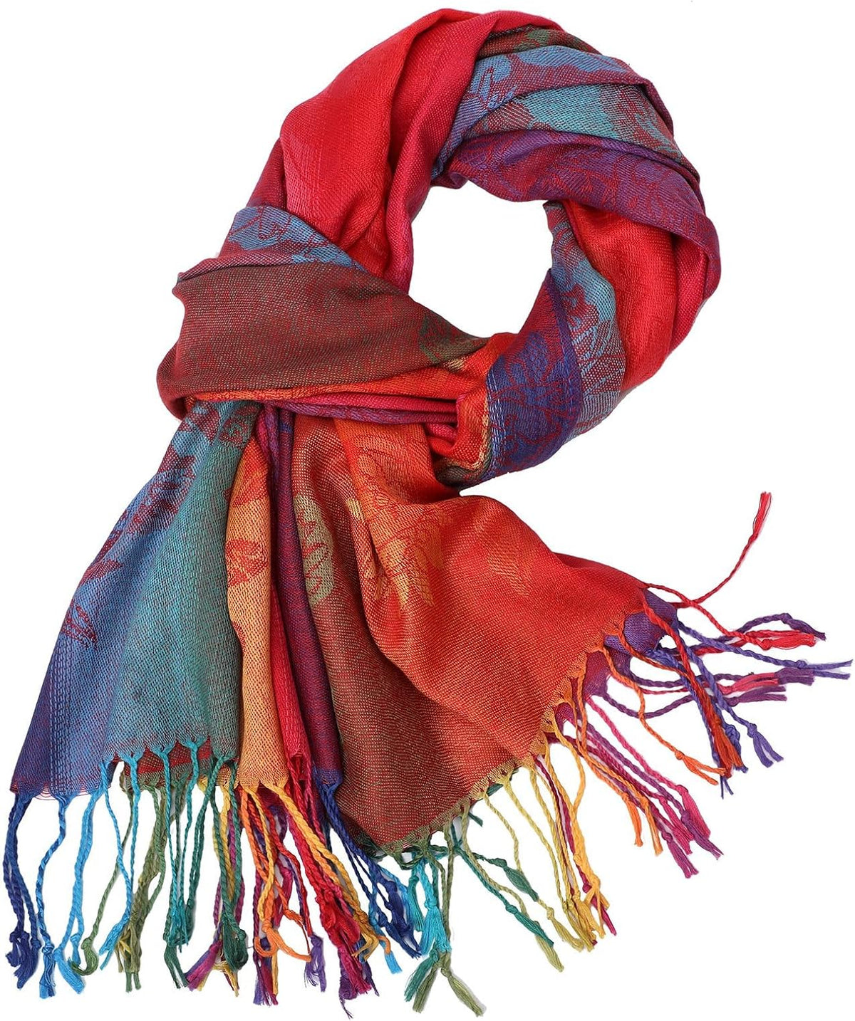 Colorful flowers Jacquard cotton pashmina Women Wrap Shawl tassels Scarves