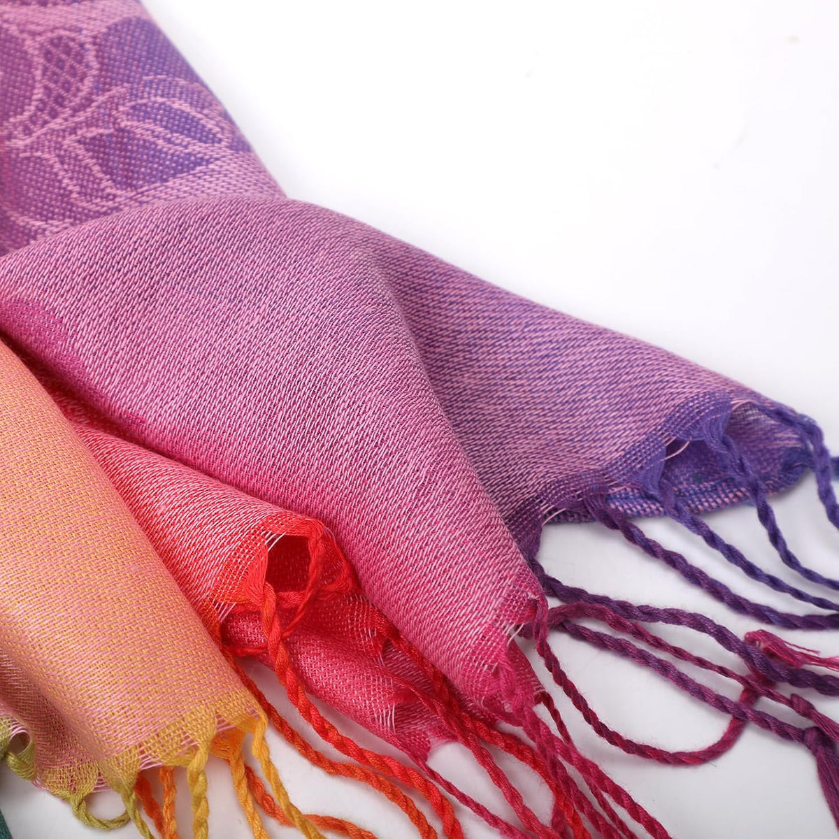 Colorful flowers Jacquard cotton pashmina Women Wrap Shawl tassels Scarves