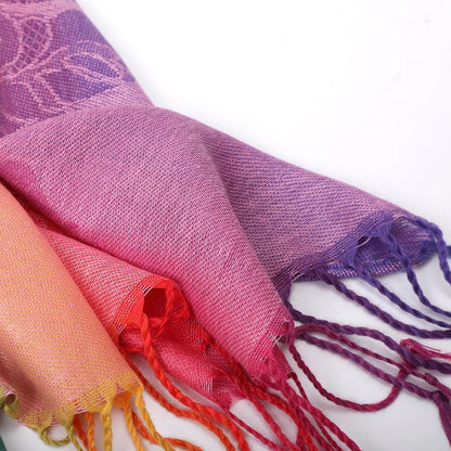Colorful flowers Jacquard cotton pashmina Women Wrap Shawl tassels Scarves
