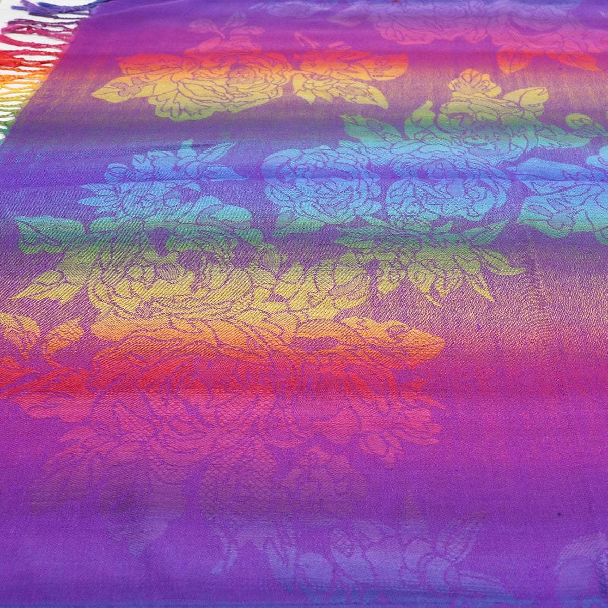 Colorful flowers Jacquard cotton pashmina Women Wrap Shawl tassels Scarves
