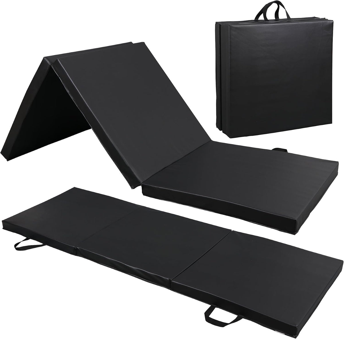 2’’ Thick Tri-fold Folding Gym Exercise Mat Extra Thick Gymnastics Mat Tumbling Mat with Carrying Handles for Home Workout, Core Workouts, Stretching, MMA, Yoga