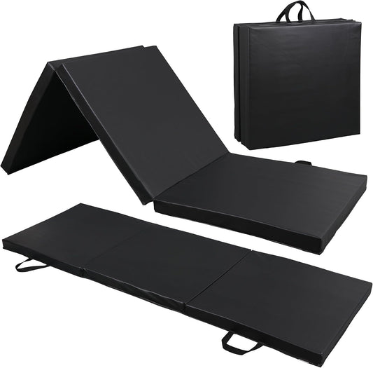 2’’ Thick Tri-fold Folding Gym Exercise Mat Extra Thick Gymnastics Mat Tumbling Mat with Carrying Handles for Home Workout, Core Workouts, Stretching, MMA, Yoga