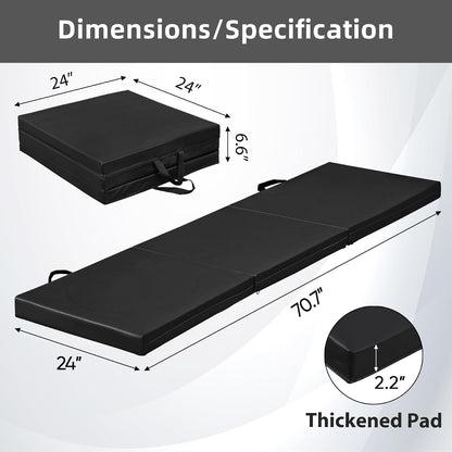 2’’ Thick Tri-fold Folding Gym Exercise Mat Extra Thick Gymnastics Mat Tumbling Mat with Carrying Handles for Home Workout, Core Workouts, Stretching, MMA, Yoga