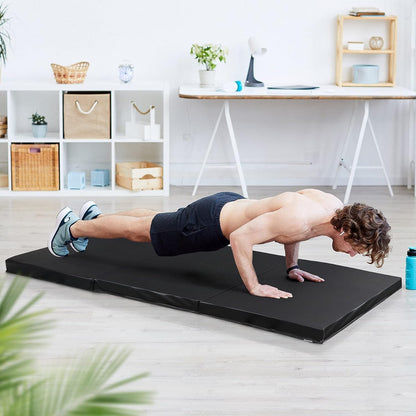 2’’ Thick Tri-fold Folding Gym Exercise Mat Extra Thick Gymnastics Mat Tumbling Mat with Carrying Handles for Home Workout, Core Workouts, Stretching, MMA, Yoga