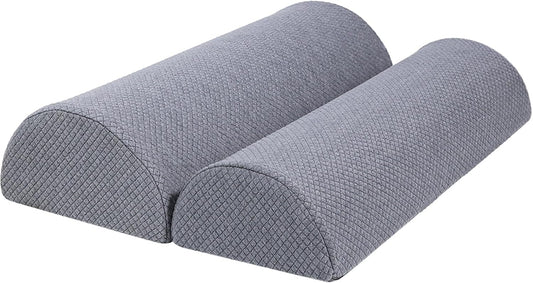 2PCS Knee Pillow for Sleeping, Half Moon Bolster Pillow for Neck, Legs, Ankle Foot & Knee Support, High Density Foam for Leg Elevation (19.6''x6.7''x3.5'', 19.6''x7.8''x4.3'')