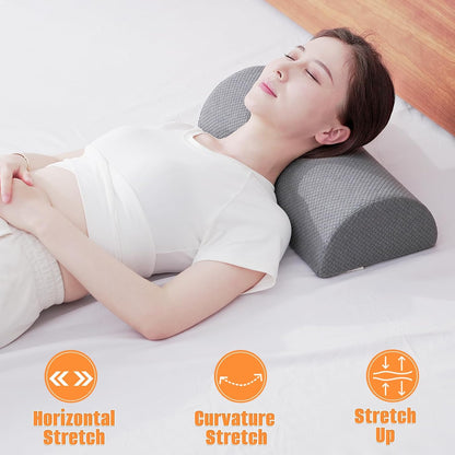 2PCS Knee Pillow for Sleeping, Half Moon Bolster Pillow for Neck, Legs, Ankle Foot & Knee Support, High Density Foam for Leg Elevation (19.6''x6.7''x3.5'', 19.6''x7.8''x4.3'')