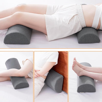 2PCS Knee Pillow for Sleeping, Half Moon Bolster Pillow for Neck, Legs, Ankle Foot & Knee Support, High Density Foam for Leg Elevation (19.6''x6.7''x3.5'', 19.6''x7.8''x4.3'')