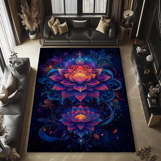 Lotus Mandala Rug, Chakra Meditation Area Rug, Vintage Florals Rugs, Yoga Meditation Rugs, Spiritual Carpet for Living Room, Bedroom, Kitchen, Yoga Room (5' x 8' (Rectangular))