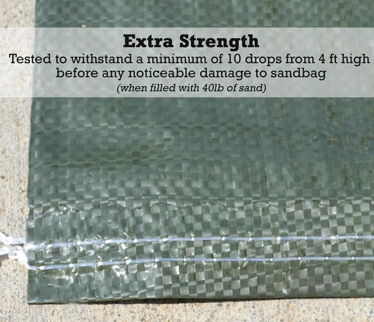 Polypropylene Olive Drab Rugged Sandbag | 14 Inches by 26 Inches | Pack of 15 | Military Grade | Protects Homes & Businesses From Flooding | Sand Bags Trusted by US Military & Red Cross