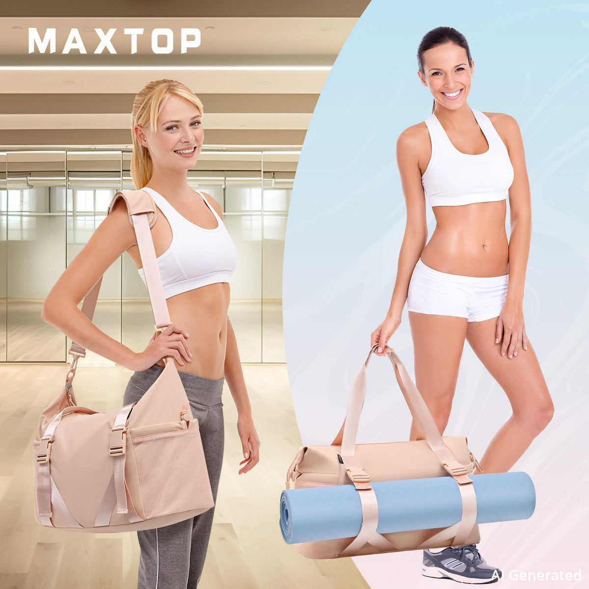 Women's Yoga Bag with Shoe Pouch,Travel Bag for Gym Workout Daily