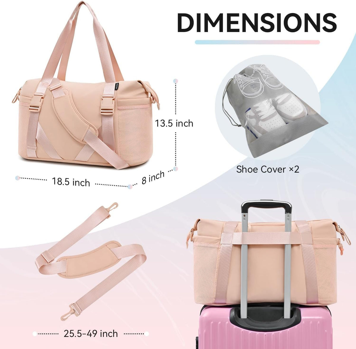 Women's Yoga Bag with Shoe Pouch,Travel Bag for Gym Workout Daily