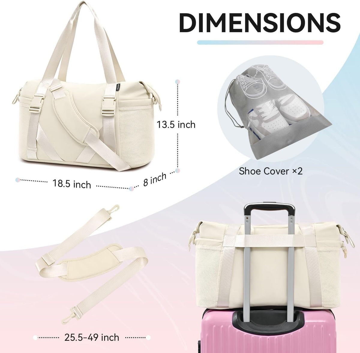 Women's Yoga Bag with Shoe Pouch,Travel Bag for Gym Workout Daily