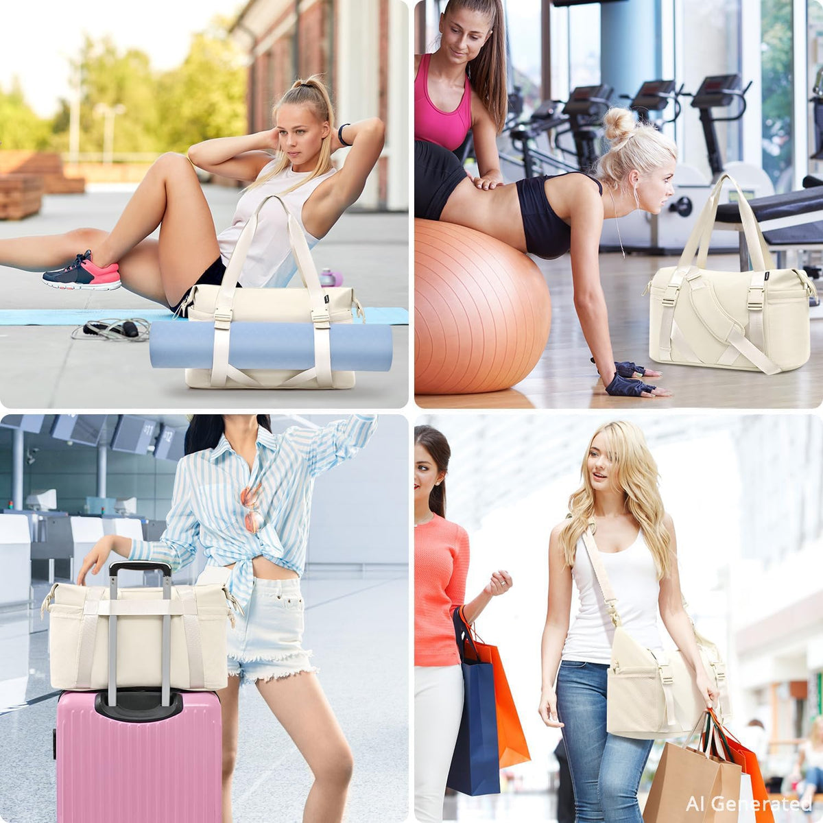 Women's Yoga Bag with Shoe Pouch,Travel Bag for Gym Workout Daily