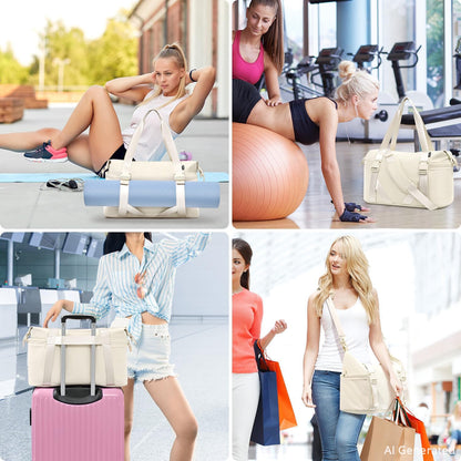 Women's Yoga Bag with Shoe Pouch,Travel Bag for Gym Workout Daily