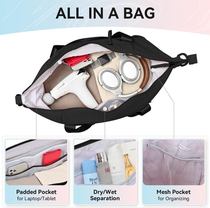 Women's Yoga Bag with Shoe Pouch,Travel Bag for Gym Workout Daily