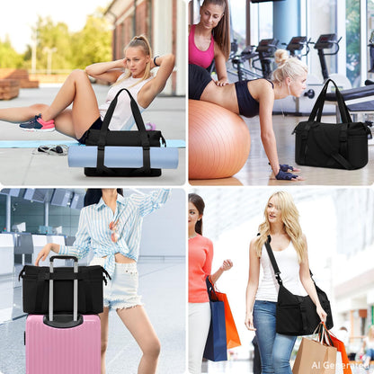 Women's Yoga Bag with Shoe Pouch,Travel Bag for Gym Workout Daily