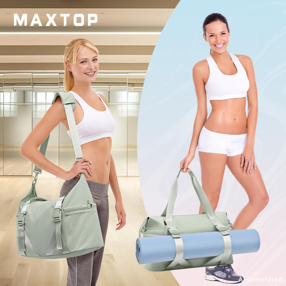 Women's Yoga Bag with Shoe Pouch,Travel Bag for Gym Workout Daily