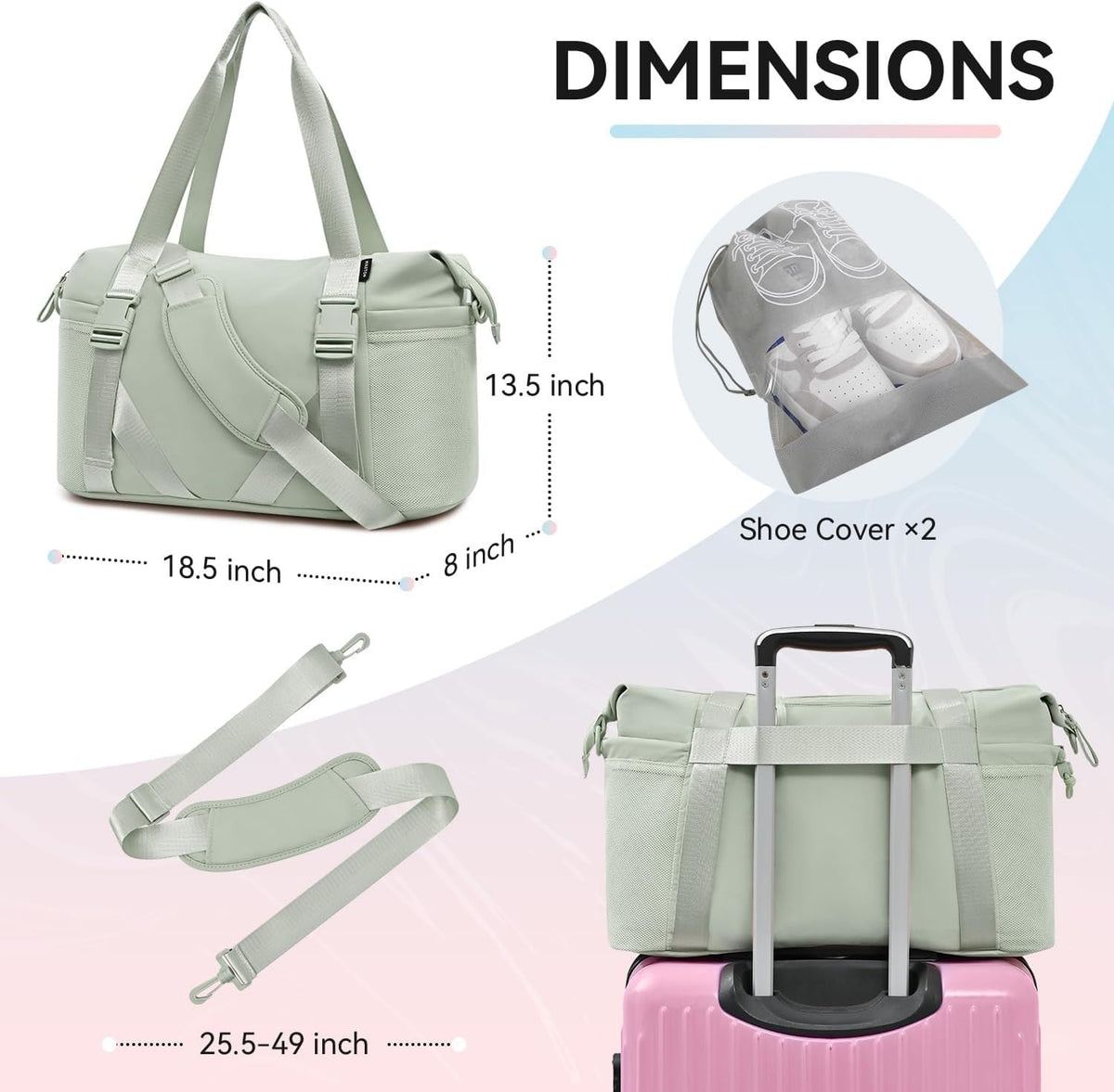 Women's Yoga Bag with Shoe Pouch,Travel Bag for Gym Workout Daily