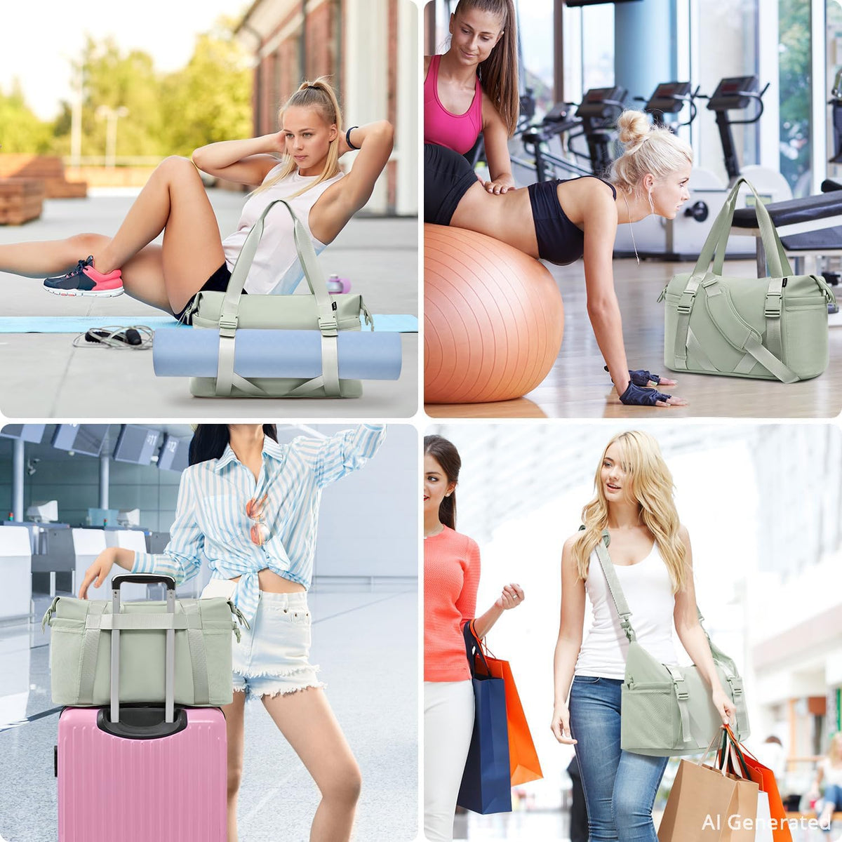 Women's Yoga Bag with Shoe Pouch,Travel Bag for Gym Workout Daily