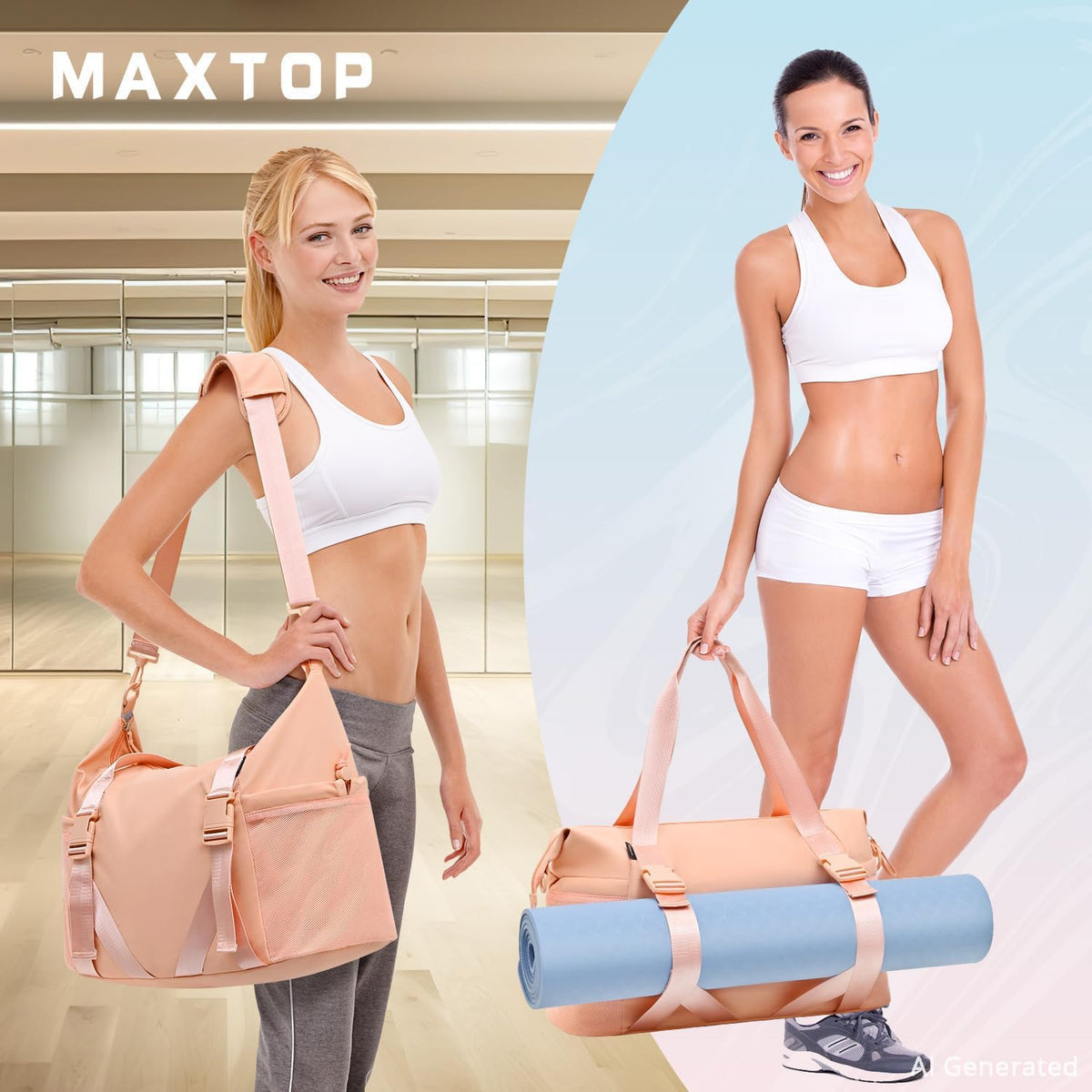 Women's Yoga Bag with Shoe Pouch,Travel Bag for Gym Workout Daily
