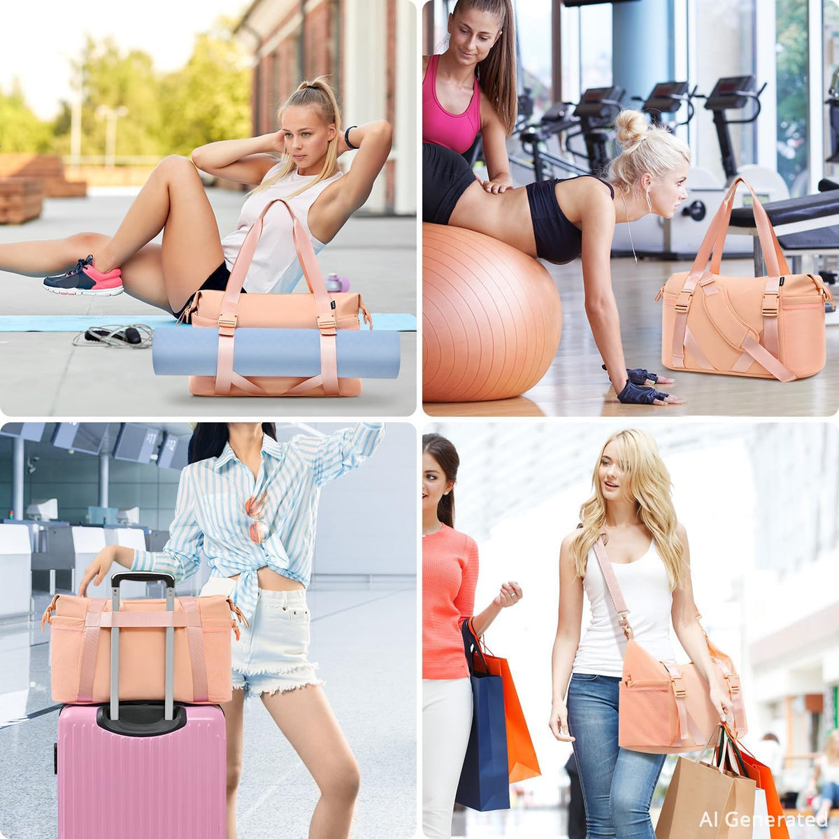 Women's Yoga Bag with Shoe Pouch,Travel Bag for Gym Workout Daily