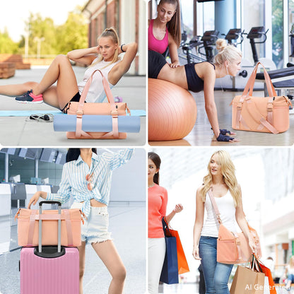 Women's Yoga Bag with Shoe Pouch,Travel Bag for Gym Workout Daily