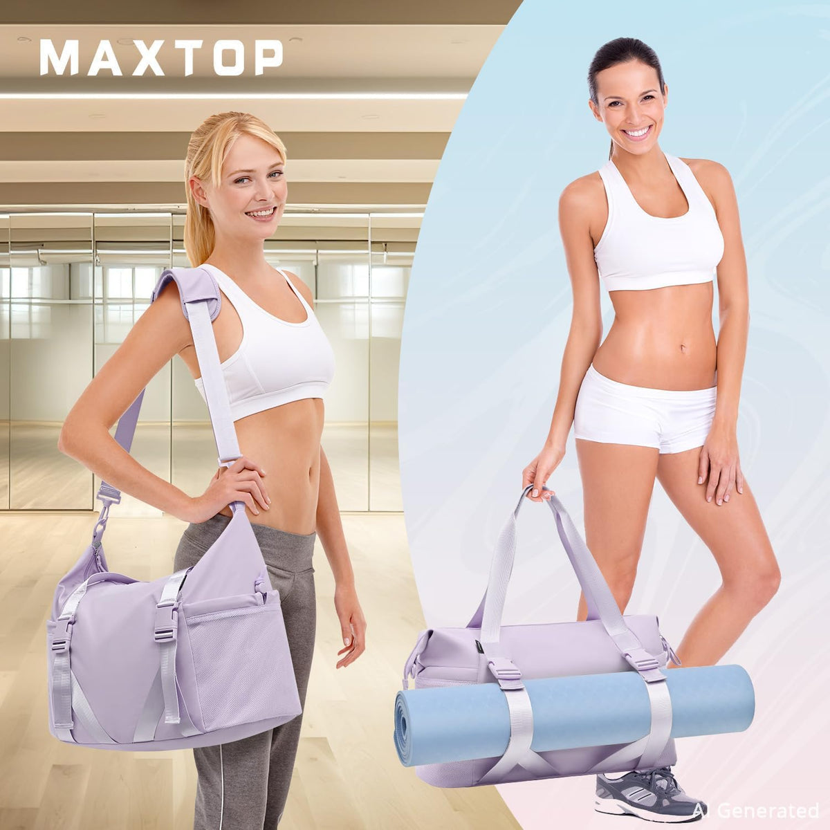 Women's Yoga Bag with Shoe Pouch,Travel Bag for Gym Workout Daily
