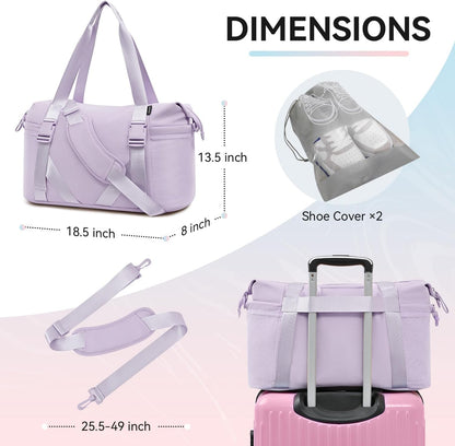 Women's Yoga Bag with Shoe Pouch,Travel Bag for Gym Workout Daily