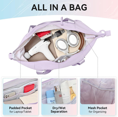 Women's Yoga Bag with Shoe Pouch,Travel Bag for Gym Workout Daily