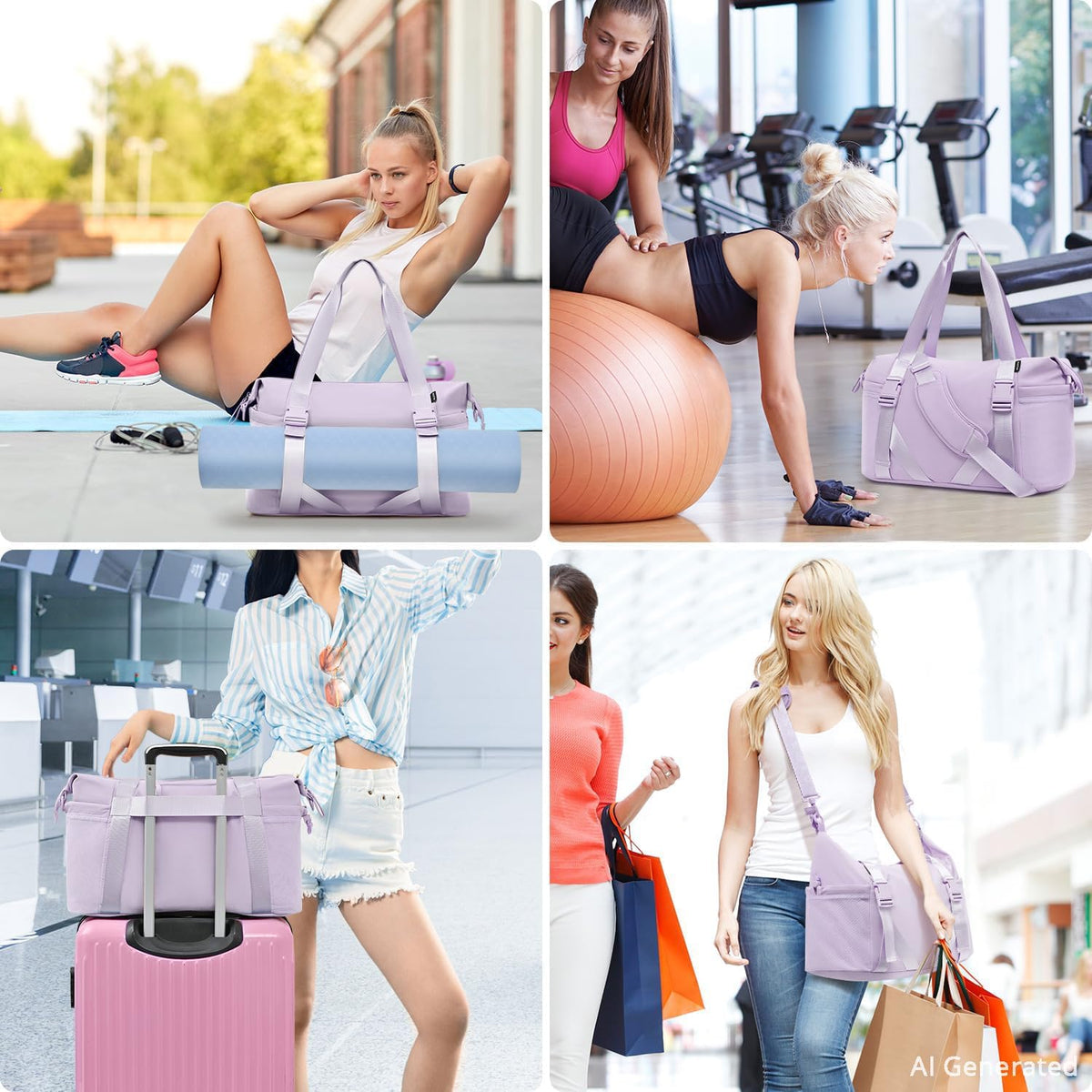 Women's Yoga Bag with Shoe Pouch,Travel Bag for Gym Workout Daily